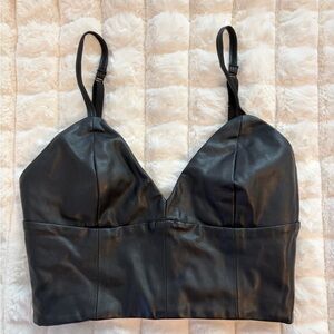 Talula Black Faux Leather Top